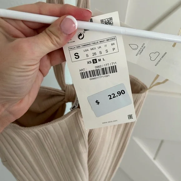 Zara Beige Ribbed Halter Bodysuit NWT - Picture 4 of 4